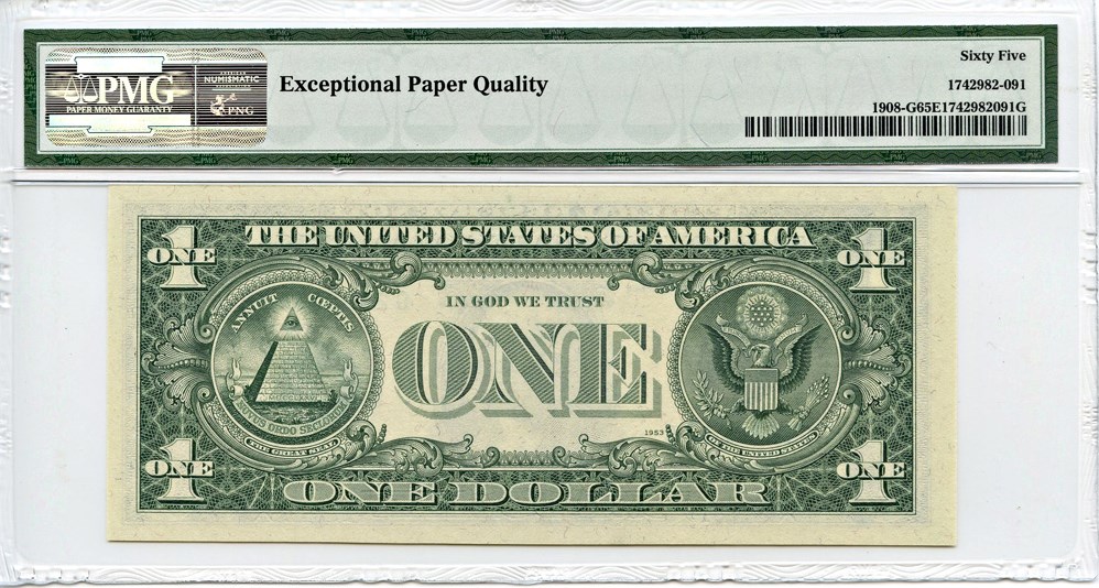 image for: FR. 1908G 1974 $1 Federal Reserve Note Chicago PMG Gem Unc 65 EPQ [G25680212C]