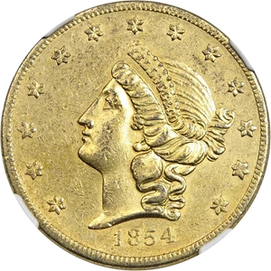 image for: Kellogg 1854 $20 NGC AU55