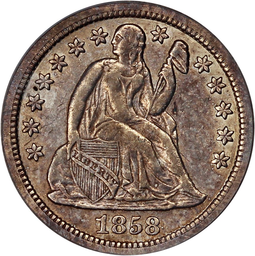 image for: 1858-S 10c PCGS VF30