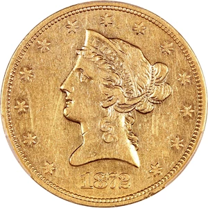 image for: 1872-S $10 PCGS XF45 ex: D.L. Hansen