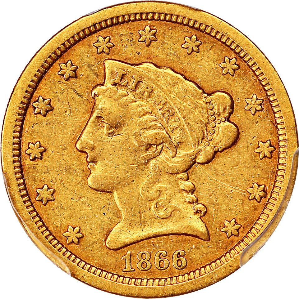 image for: 1866-S $2 1/2 PCGS VF30