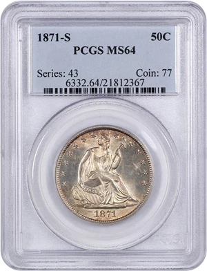image for: 1871-S 50c PCGS MS64