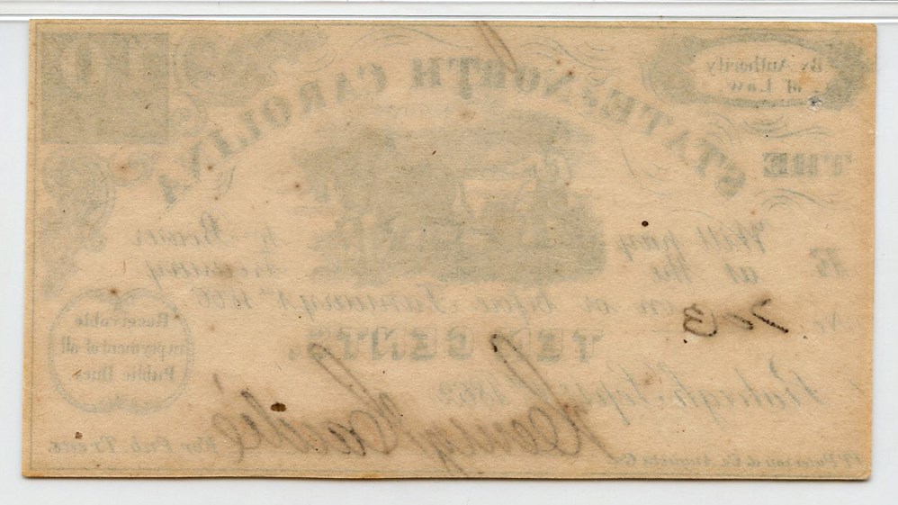 image for: North Carolina: FR. NCCR114 1862 10c PMG About Unc 58 [7013] (Pinhole)