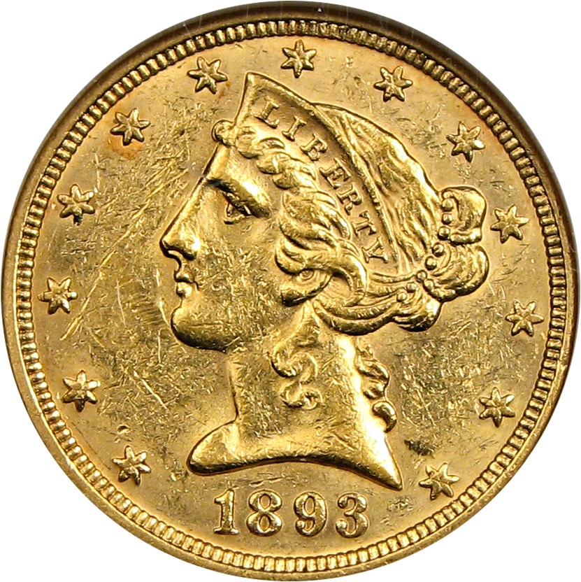 image for: 1893-O $5 NGC MS61
