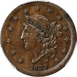 image for: 1839 1c PCGS VF35 (Silly Head)