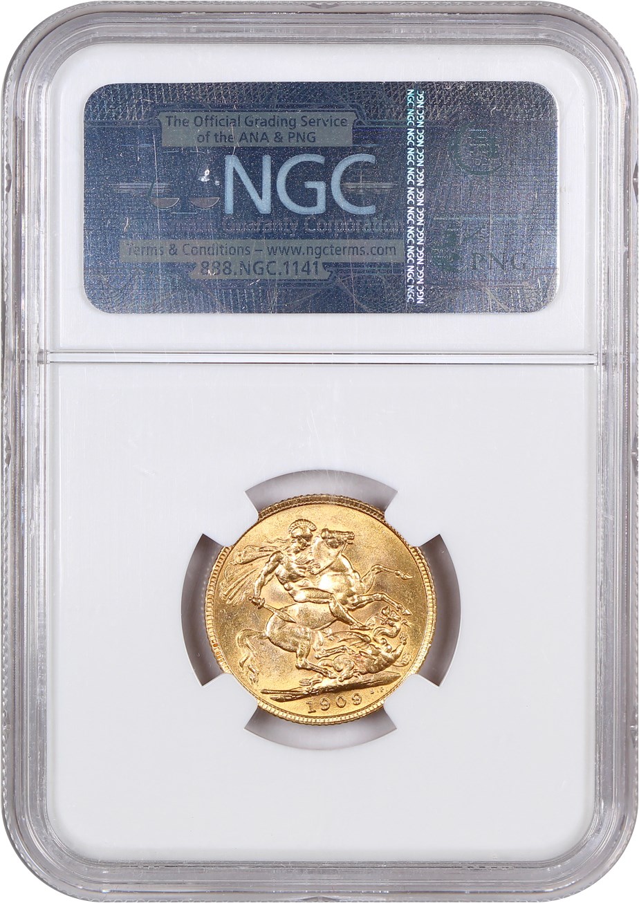 image for: Great Britain: 1909 Sovereign NGC MS63
