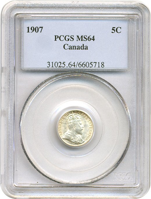 image for: Canada: 1907 5c PCGS MS64