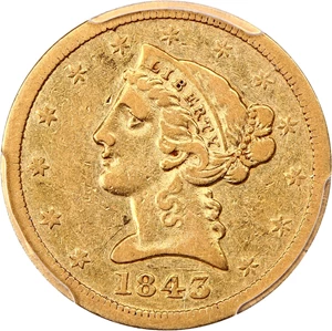 image for: 1843-O $5 PCGS VF35 (Large Letters)