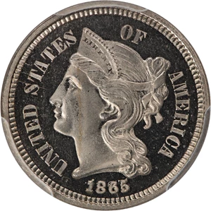 image for: 1865 3cN PCGS/CAC Proof 66+ DCAM