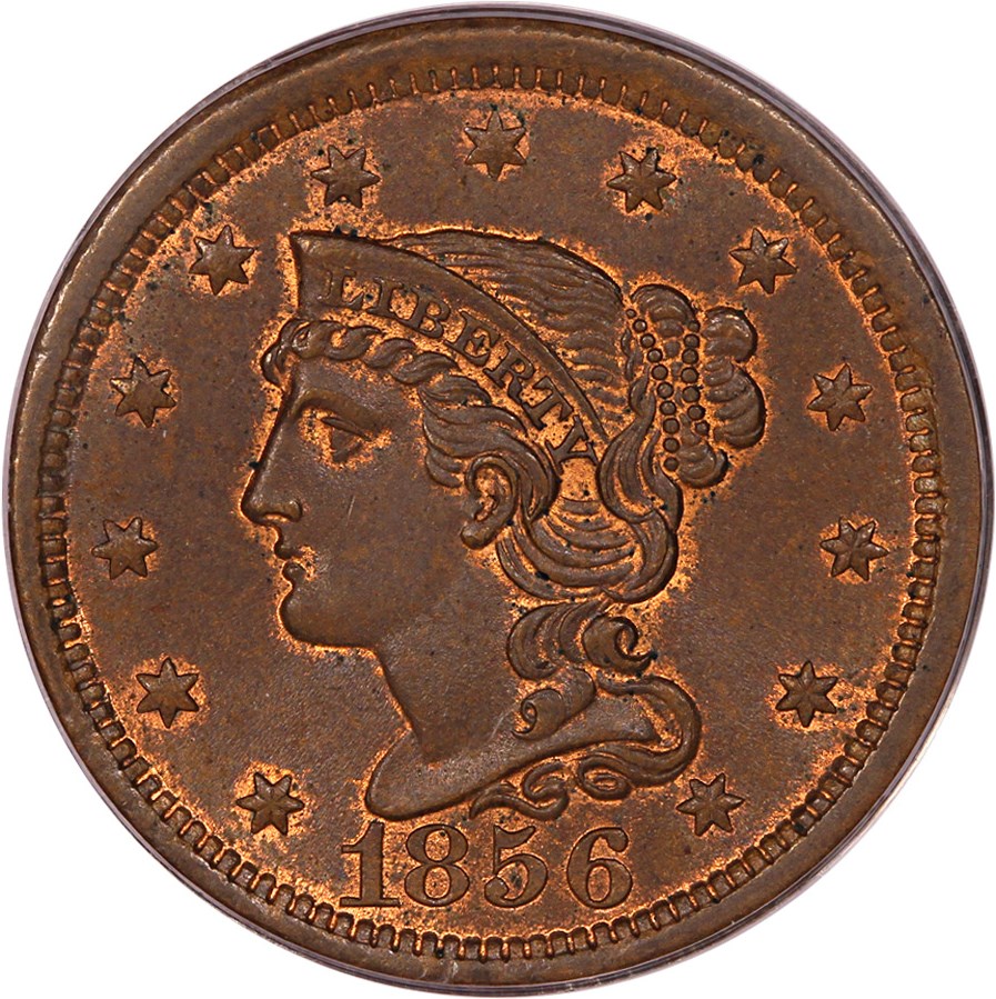 image for: 1856 1c PCGS/CAC MS65 BN (Upright 5)