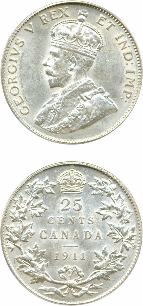 image for: Canada: 1911 25c PCGS MS62