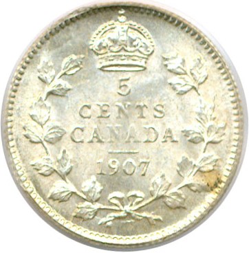 image for: Canada: 1907 5c PCGS MS64
