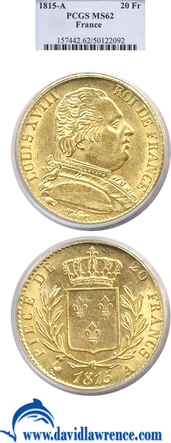 1815-A     20 Fr Louis XVIII       MS (KM-706.1) thumbnail 2