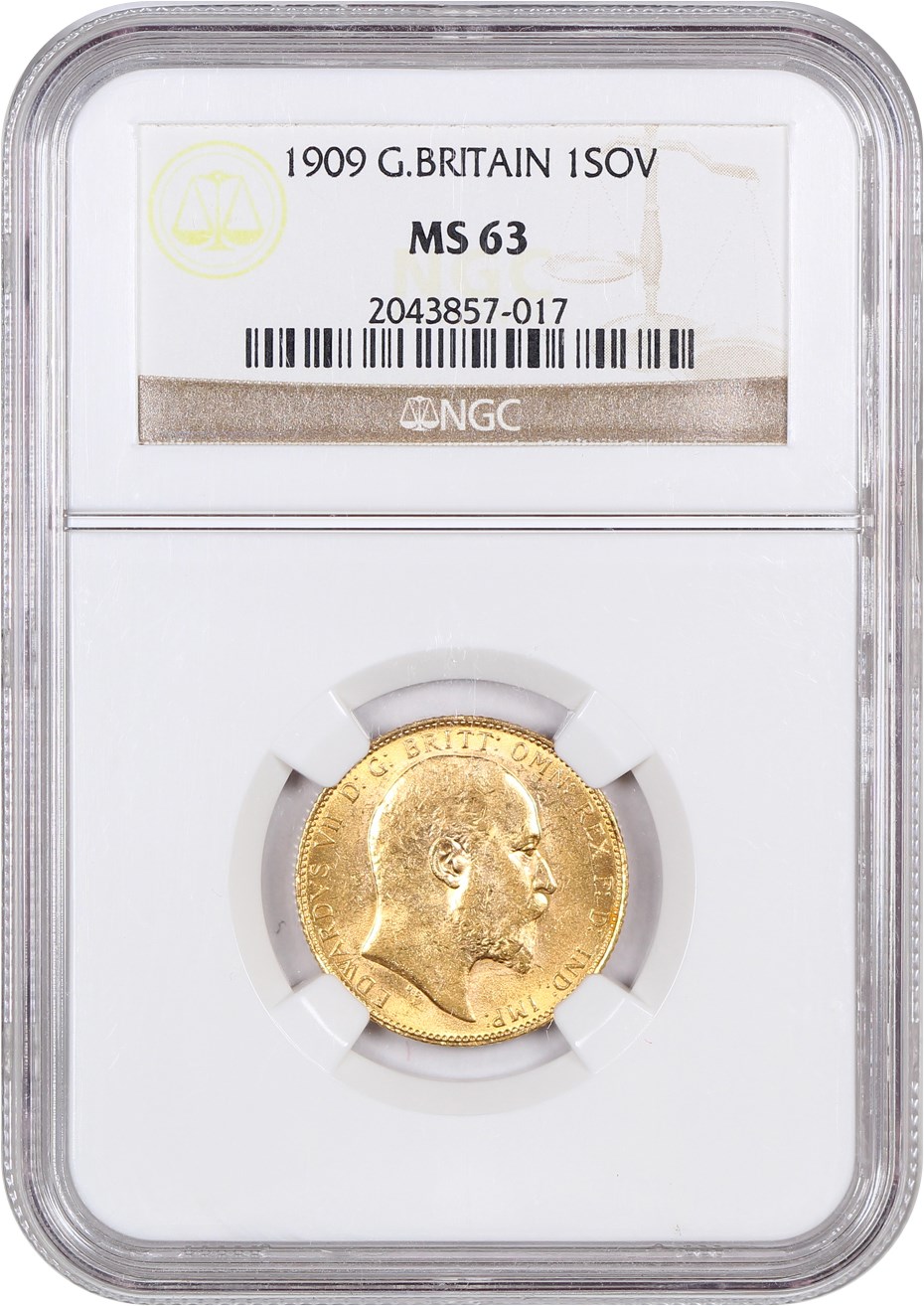 image for: Great Britain: 1909 Sovereign NGC MS63