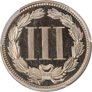 image for: 1865 3cN PCGS/CAC Proof 66+ DCAM