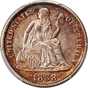 image for: 1888-S 10c PCGS/CAC MS64