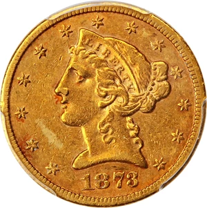 image for: 1873-S $5 PCGS AU55