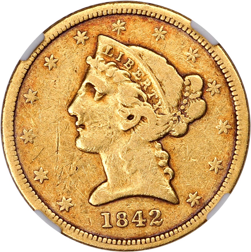 image for: 1842-D $5 NGC VF20 (Small Date)