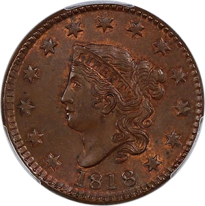 image for: 1818 1c PCGS/CAC MS65 BN