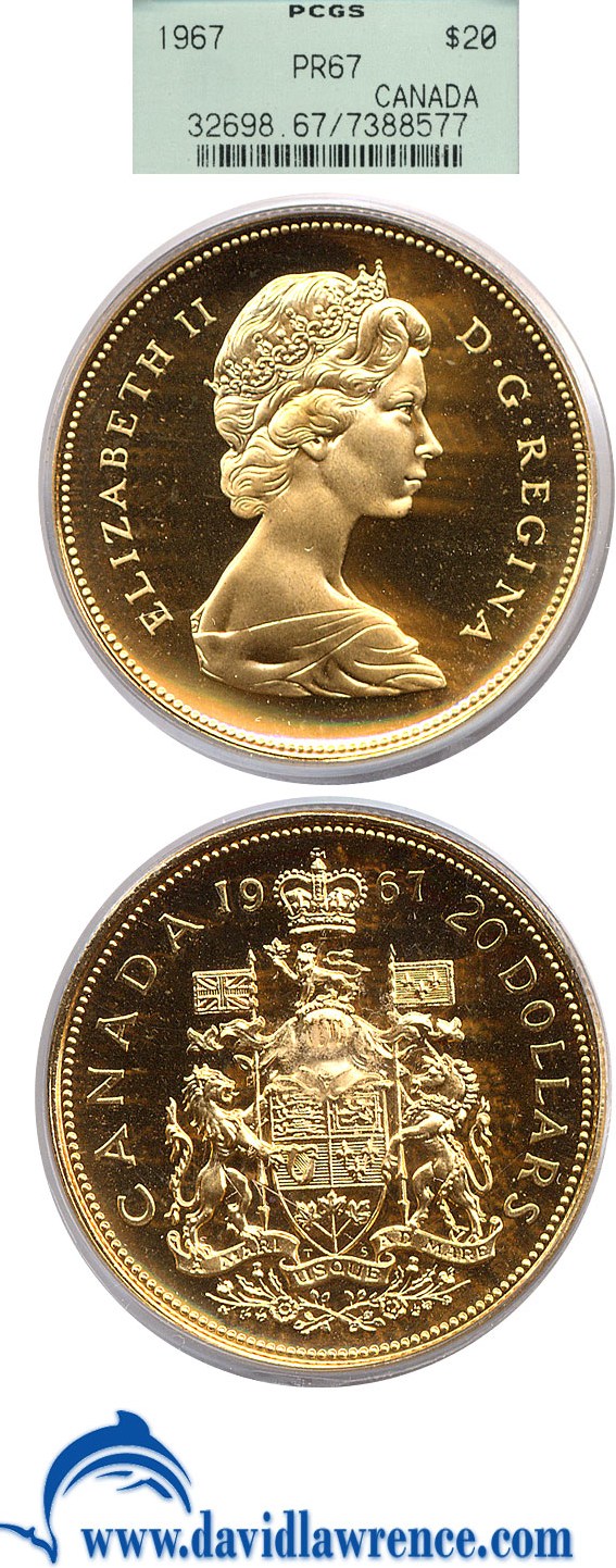 image for: Canada: 1967 Gold $20  PCGS Proof 67   
