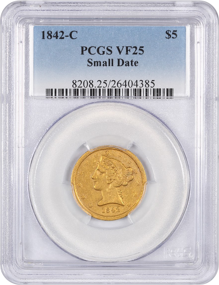 image for: 1842-C $5 PCGS VF25 (Small Date)