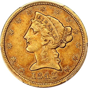 image for: 1843-D $5 PCGS/CAC VF35