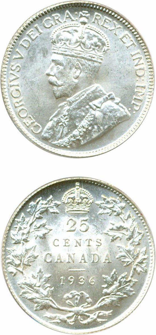 image for: Canada: 1936 25c  PCGS MS64 