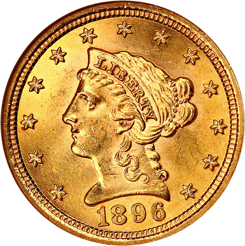 image for: 1896 $2 1/2 NGC MS63