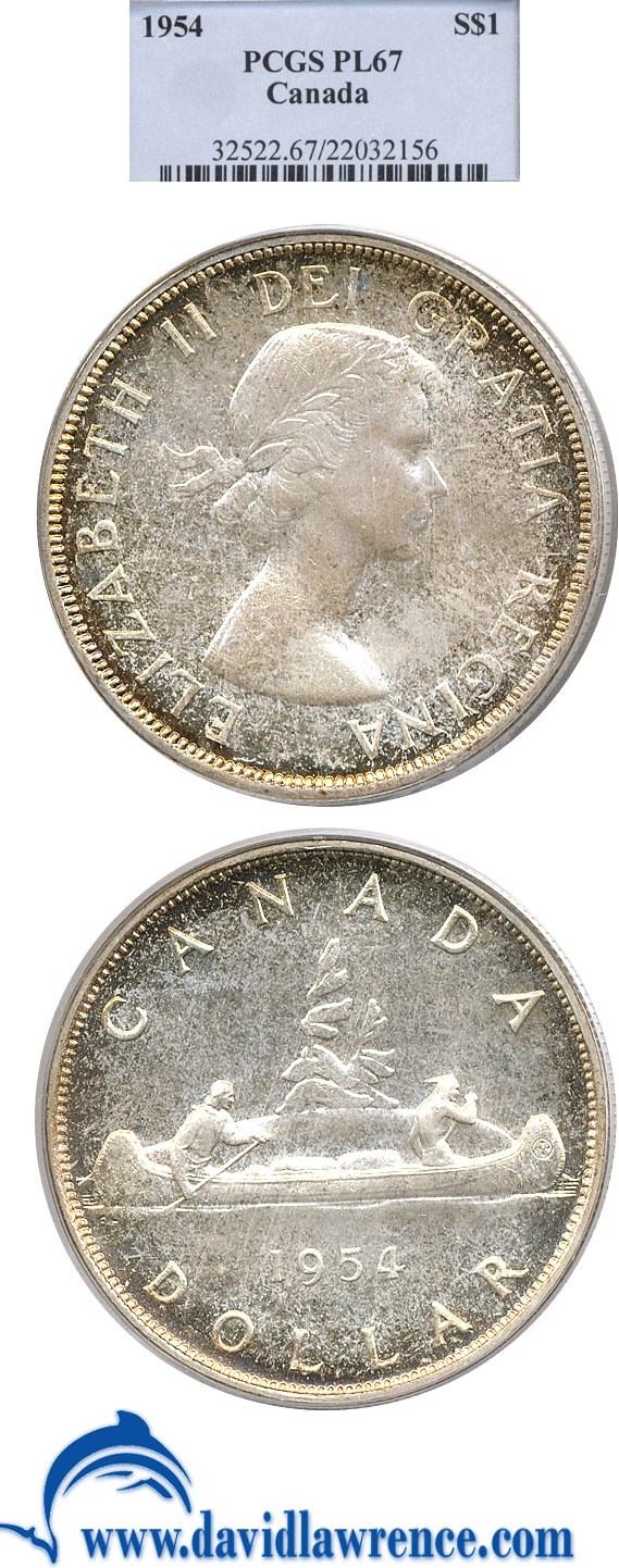 image for: Canada: 1954 $1  PCGS Prooflike 67 