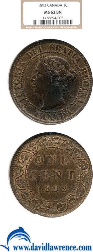 image for: Canada: 1892 1c NGC MS62 BN