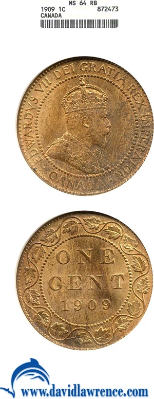 image for: Canada: 1909 1c ANACS MS64 RB