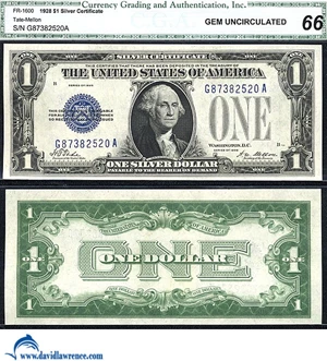 image for: Fr.1600 1928 $ 1 CGA Gem CU 66