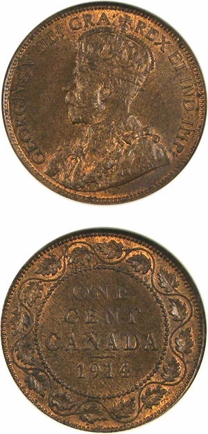 image for: Canada: 1914 1c NGC MS64 BN