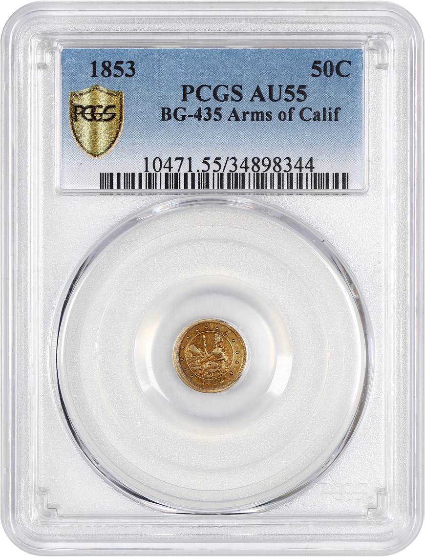 image for: 1853 Cal. Gold 50c PCGS AU55 (BG-435 Arm)