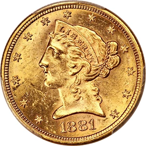 image for: 1881-S $5 PCGS MS63