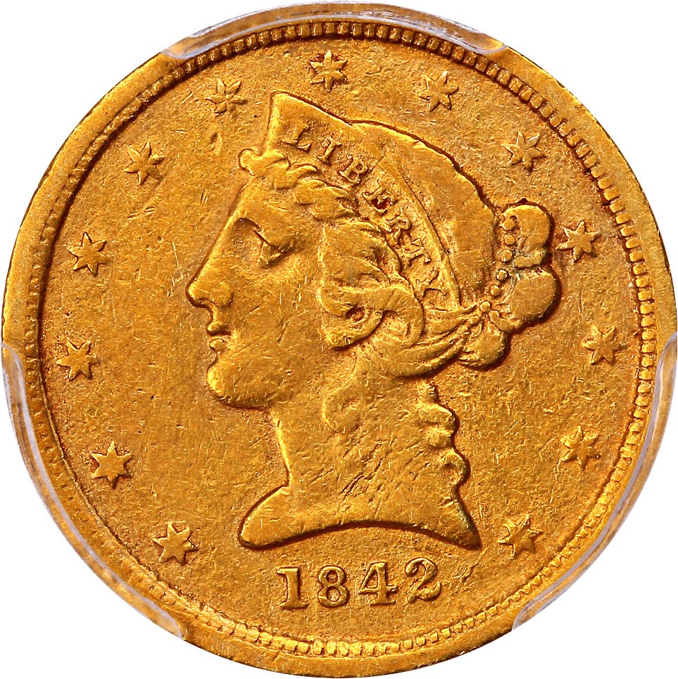 image for: 1842-C $5 PCGS VF25 (Small Date)