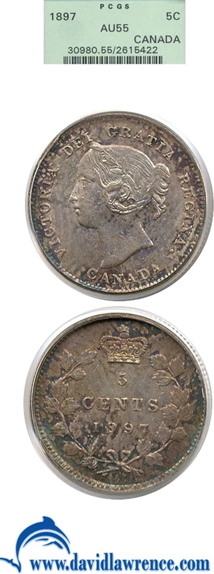 image for: Canada: 1897 5c PCGS AU55