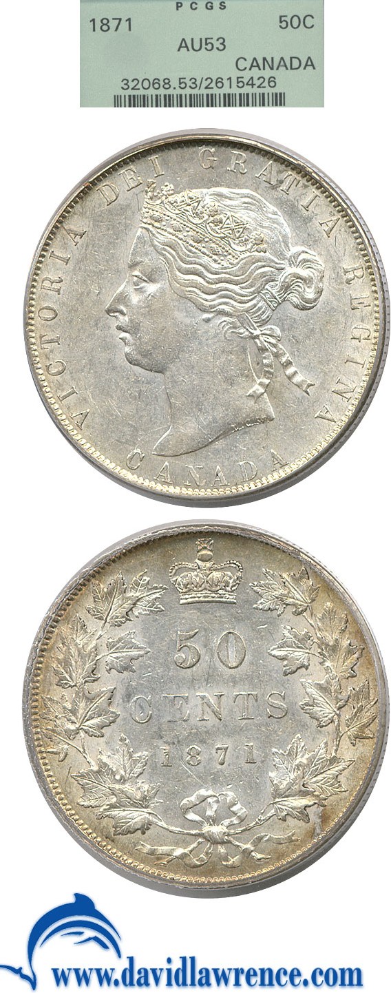 image for: Canada: 1871 50c  PCGS AU53 