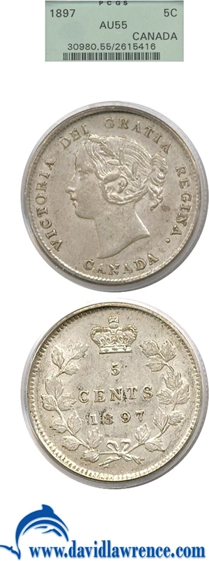 image for: Canada: 1897 5c PCGS AU55