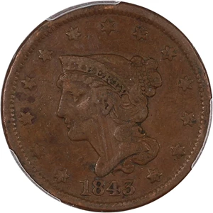 image for: 1843 1c PCGS F15 (Petite Head, Small Letters)