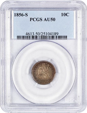 image for: 1856-S 10c PCGS AU50