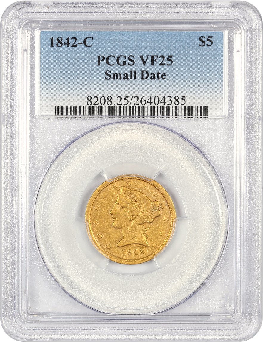image for: 1842-C $5 PCGS VF25 (Small Date)