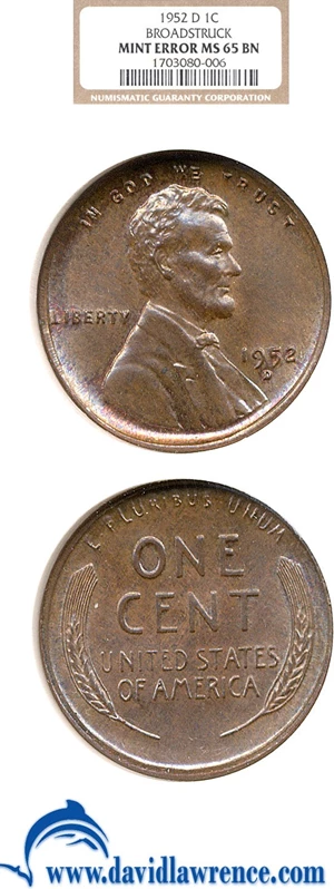 image for: 1952-D 1c NGC MS65 BN - Broadstruck