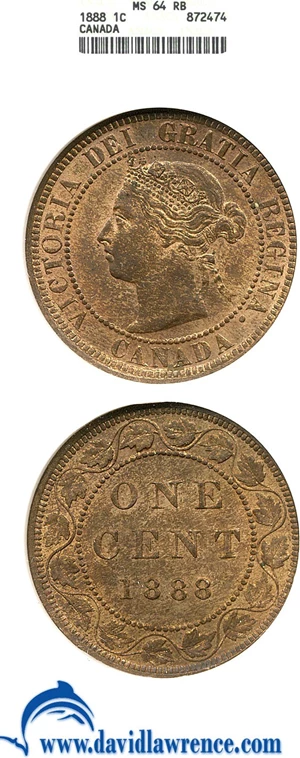 image for: Canada: 1888 1c ANACS MS64 RB