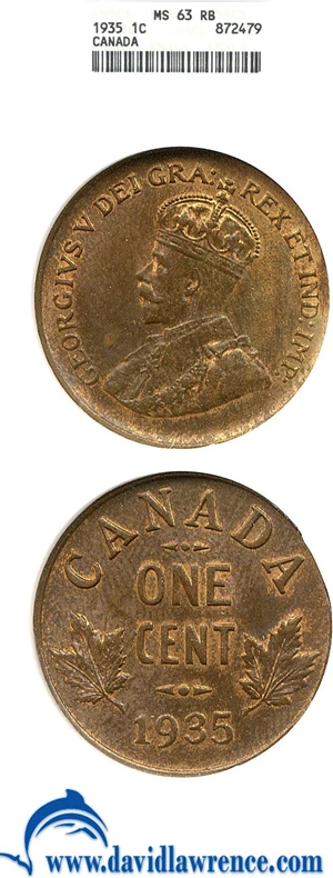 image for: Canada: 1935 1c ANACS MS63 RB