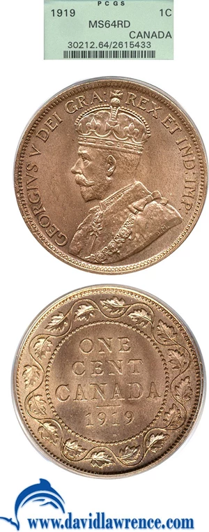 image for: Canada: 1919 1c PCGS MS64 RD