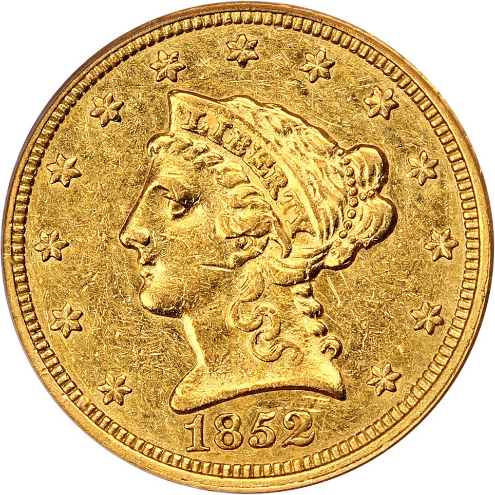 image for: 1852-C $2 1/2 PCGS AU53
