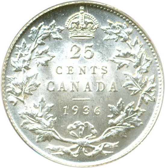 image for: Canada: 1936 25c  PCGS MS64 