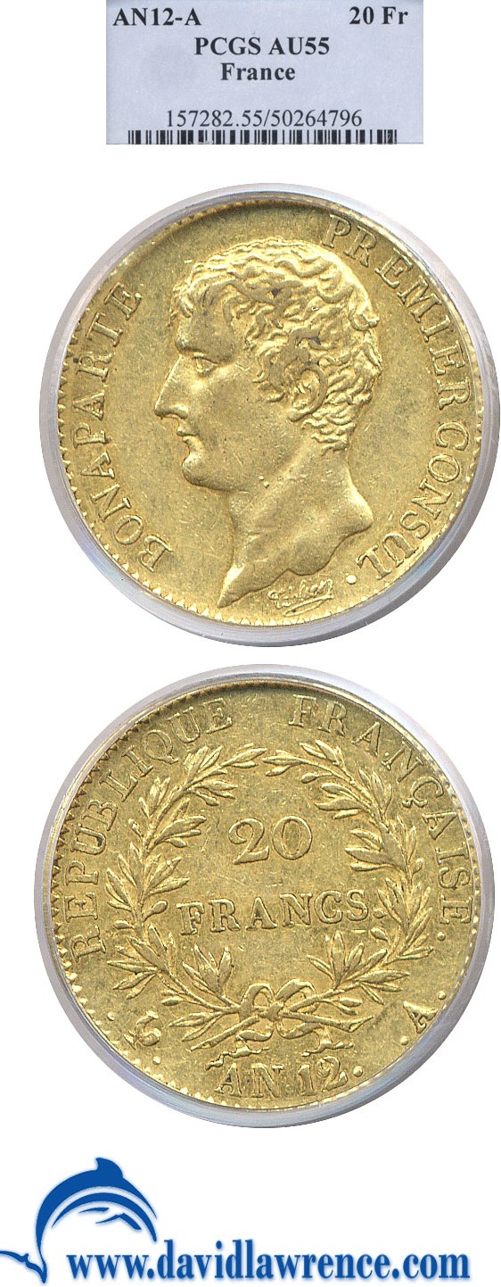 image for: France: AN12-A 20 Franc PCGS AU55