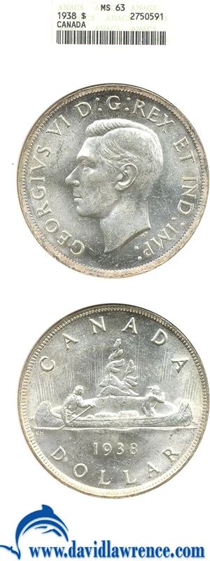 image for: Canada: 1938 $1 ANACS MS63